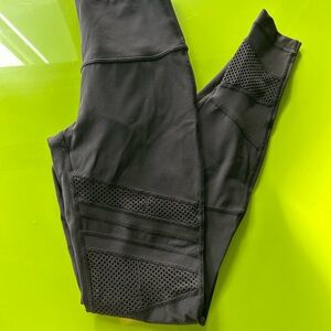 Lululemon Black Full-Length Leggings with Mesh Panels – Size 2